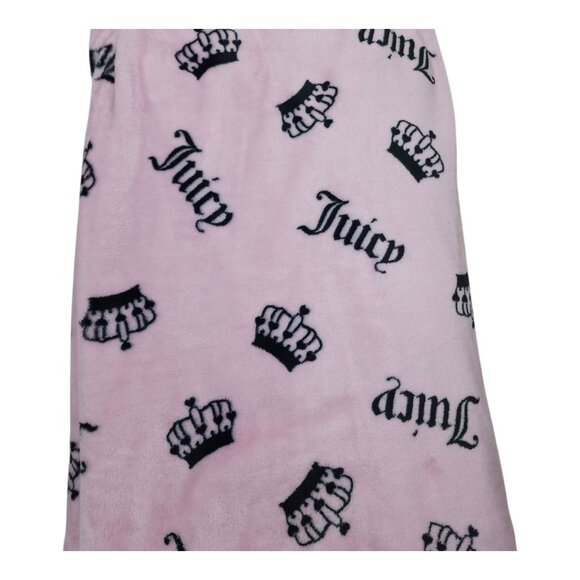 Juicy Couture King Size Printed Plush Blanket 108X90" Polyester Pink Crown Logo - Picture 10 of 11